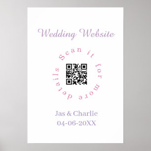 wedding website purple pink scan QR cicular elegan Poster