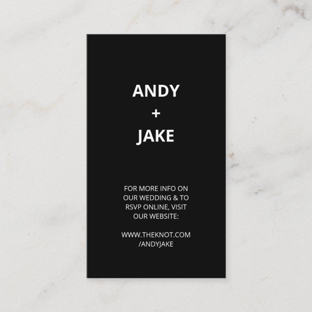 Wedding Website | QR Code BLACK Minimalist  Enclosure Card (Front)