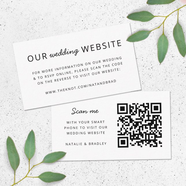 Wedding Website | QR Code Clean Simple Minimalist Enclosure Card (Direct guests seamlessly to your wedding website using this QR code simple white enclosure card)