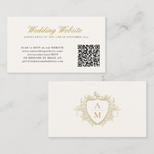 Wedding website QR code crest monogram wedding Enclosure Card