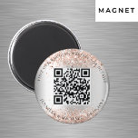 Wedding website QR code details rsvp silver rose Magnet<br><div class="desc">Add your url for your wedding website.  For information,  details,  online rsvp.  A faux silver looking background,  black text.</div>