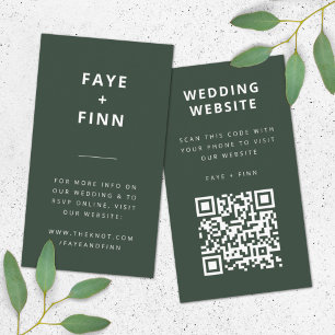 Wedding Website   QR Code Green Scandi Minimalist Enclosure Card