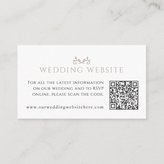 Wedding website QR code heart leaf monogram Enclos Enclosure Card (Back)