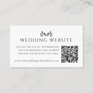 Wedding website QR code heart leaf monogram mono Enclosure Card