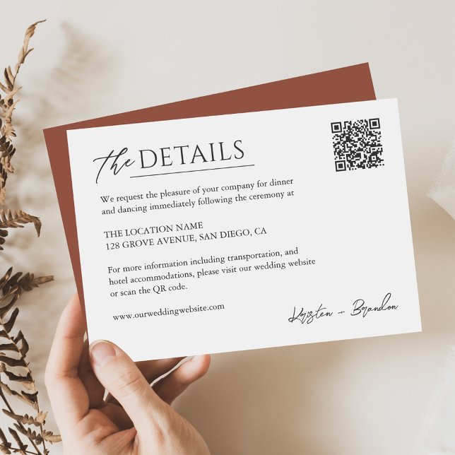 Wedding Website QR Code Information Details Enclosure Card (Creator Uploaded)
