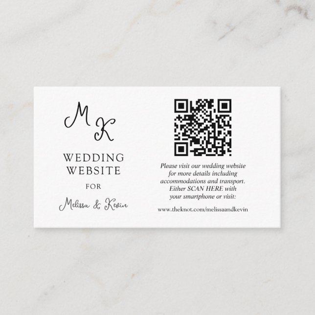 Wedding Website QR code insert card (Front)