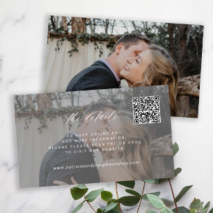 Wedding website QR CODE minimal photo details Enclosure Card