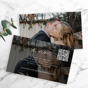 Wedding website QR CODE minimal photo details Enclosure Card