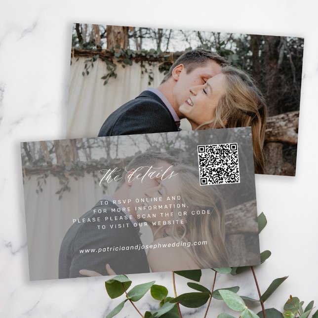 Wedding website QR CODE minimal photo details Enclosure Card (Creator Uploaded)