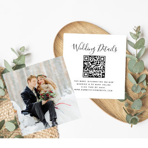 Wedding Website   QR Code  Minimal Photo RSVP  Enclosure Card