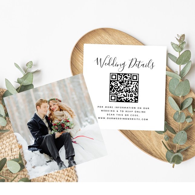 Wedding Website | QR Code  Minimal Photo RSVP  Enclosure Card (Creator Uploaded)