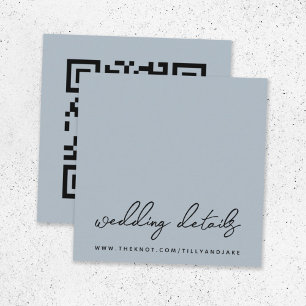 Wedding Website QR Code Minimalist Blue Grey RSVP Enclosure Card