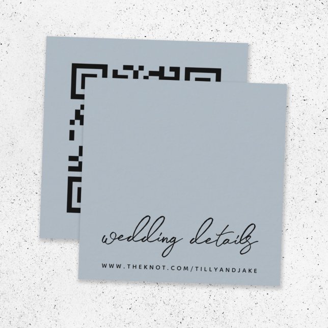 Wedding Website QR Code Minimalist Blue Grey RSVP Enclosure Card (Direct guests seamlessly to your wedding website using this smart minimal enclosure card)