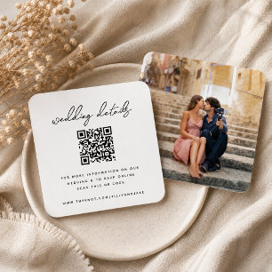 Wedding Website   QR Code Minimalist Photo RSVP Enclosure Card