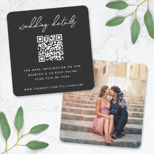 Wedding Website   QR Code Minimalist Photo RSVP Enclosure Card