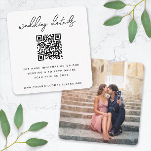 Wedding Website   QR Code Minimalist Photo RSVP Enclosure Card