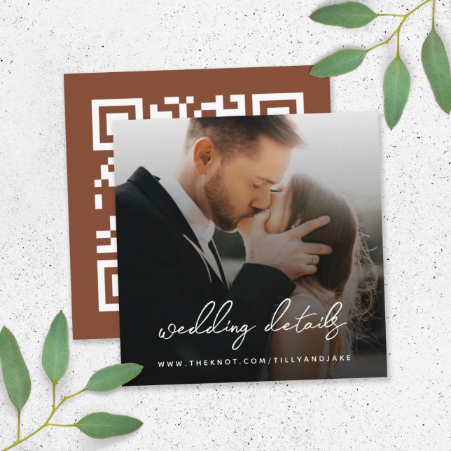 Wedding Website | QR Code Minimalist Photo RSVP Enclosure Card (Creator Uploaded)