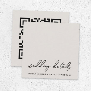 Wedding Website   QR Code Natural Minimalist RSVP Enclosure Card