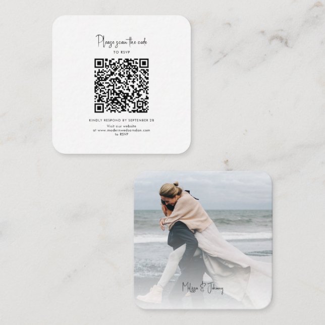 Wedding Website QR Code Photo Enclosure Card (Front/Back)