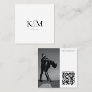 Wedding Website QR Code Photo Minimalist Encolsure Square Business Card