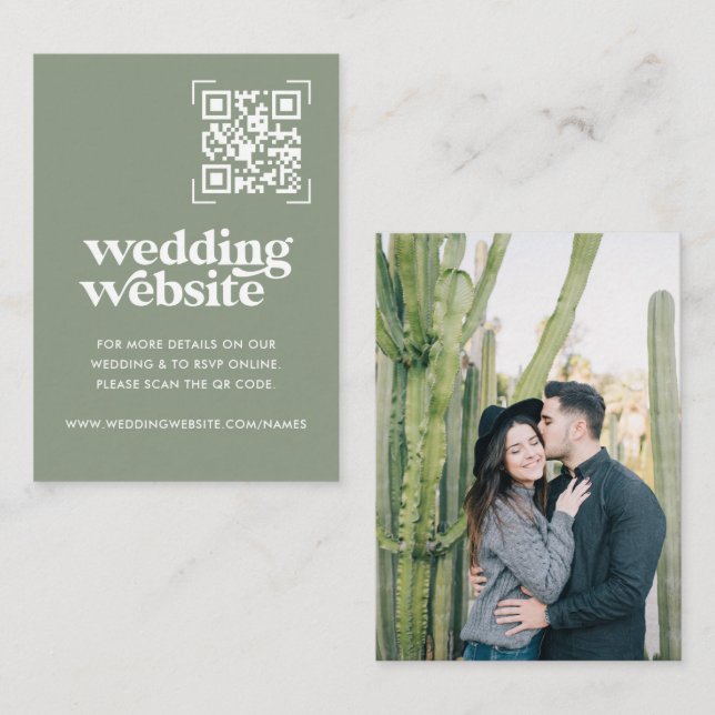 Wedding Website | QR Code Scan Photo  Enclosure Card (Front/Back)
