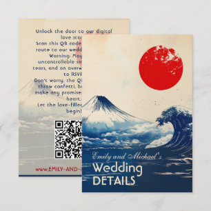 Wedding website + QR  Japonesque Harmony with Fuji Enclosure Card