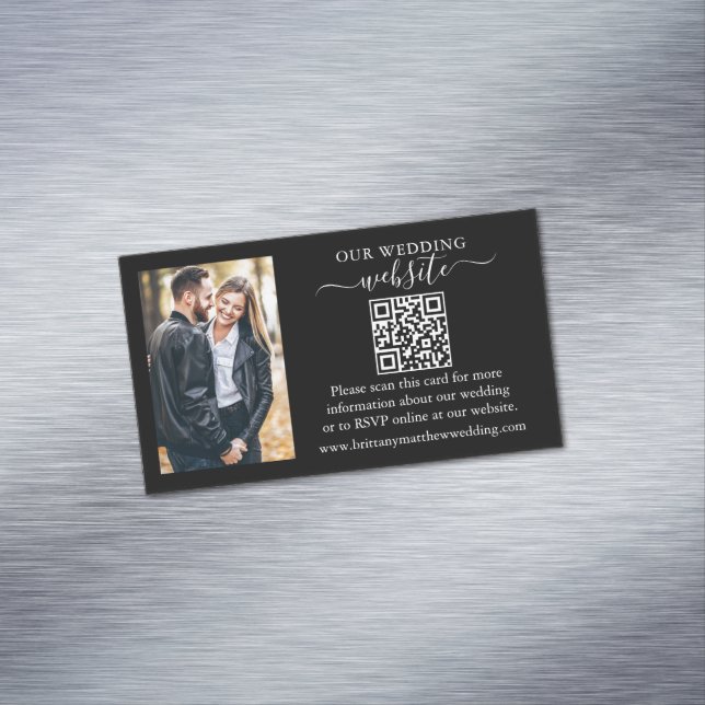 Wedding Website QR Photo 25 Black Magnet Cards (In Situ)