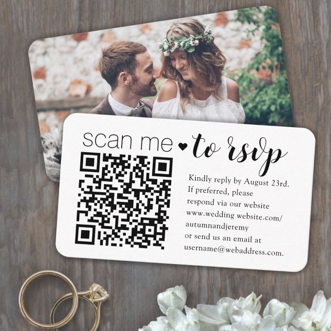 Wedding Website RSVP Modern QR Code Photo Response Enclosure Card (Creator Uploaded)