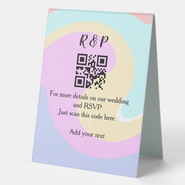 Wedding website rsvp q r code add name text  (Front)