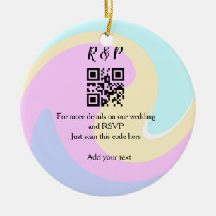 Wedding website rsvp q r code add name text  ceramic tree decoration
