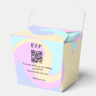 Wedding website rsvp q r code add name text  favour box