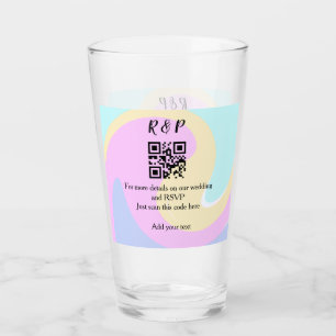 Wedding website rsvp q r code add name text glass