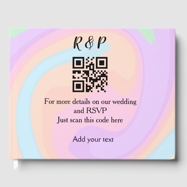 Wedding website rsvp q r code add name text  guest book (Front)