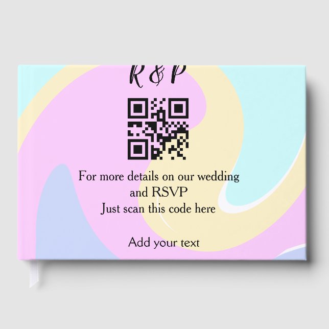 Wedding website rsvp q r code add name text  guest book (Front)