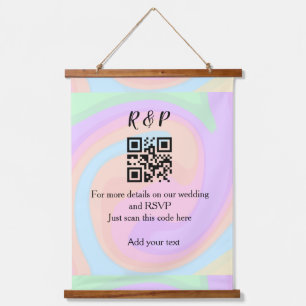 Wedding website rsvp q r code add name text hanging tapestry