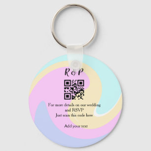Wedding website rsvp q r code add name text  key ring