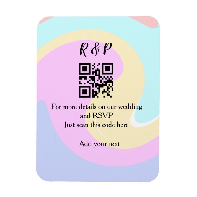 Wedding website rsvp q r code add name text  magnet (Vertical)