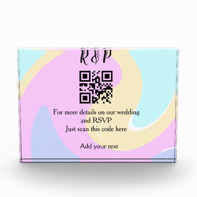 Wedding website rsvp q r code add name text  photo block (Front)