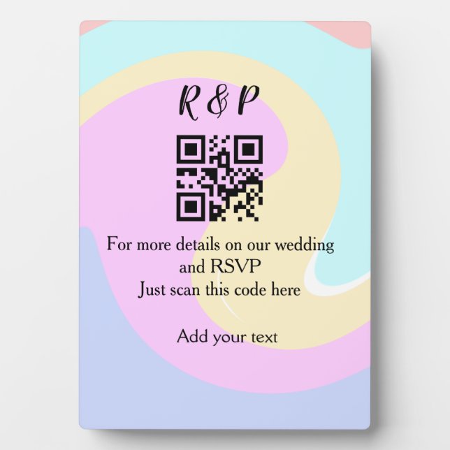 Wedding website rsvp q r code add name text  plaque (Front)