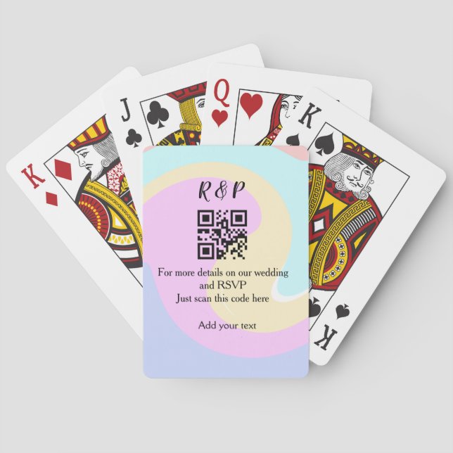 Wedding website rsvp q r code add name text  playing cards (Back)