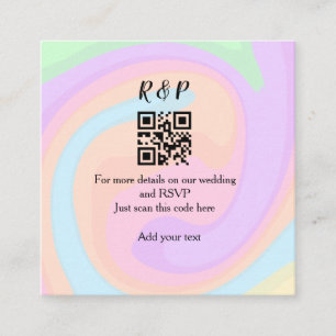 Wedding website rsvp q r code add name text square business card