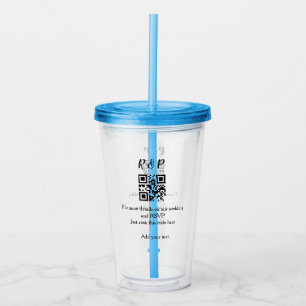 Wedding website rsvp q r code add name text thr acrylic tumbler