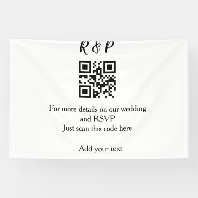Wedding website rsvp q r code add name text thr banner (Horizontal)