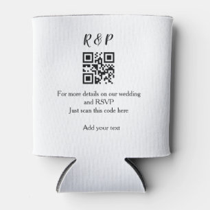 Wedding website rsvp q r code add name text thr can cooler