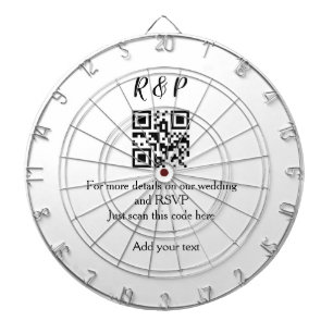 Wedding website rsvp q r code add name text thr dartboard