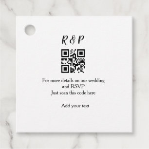 Wedding website rsvp q r code add name text thr favour tags