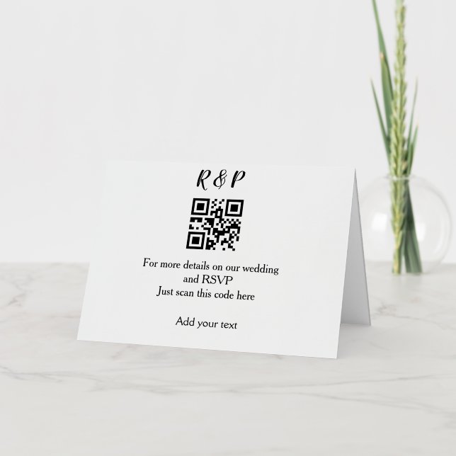 Wedding website rsvp q r code add name text thr foil holiday card (Front)