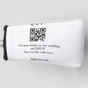 Wedding website rsvp q r code add name text thr golf head cover