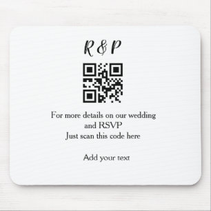 Wedding website rsvp q r code add name text thr mouse mat