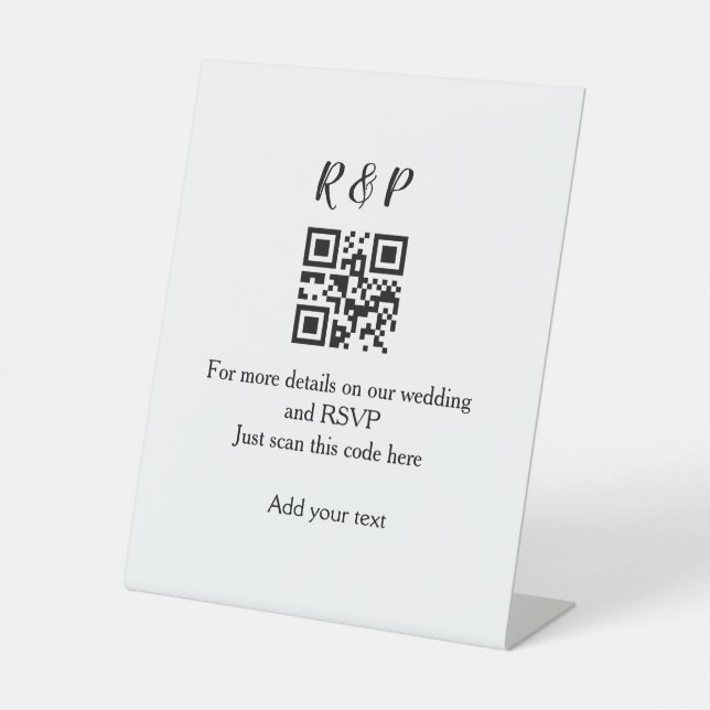 Wedding website rsvp q r code add name text thr pedestal sign (Front)